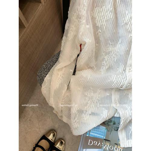 提花舒適長袖法式2025夏季簡約上衣休閒獨特好看防曬開衫顯瘦通勤