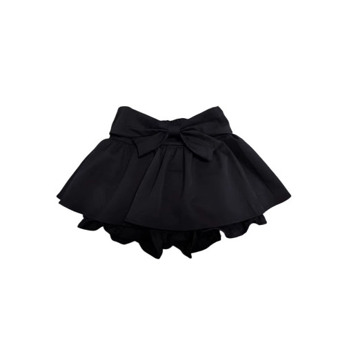 Snow White長腿特效甜美少女感蝴蝶結褲裙夏季2023簡約黑色百搭裙