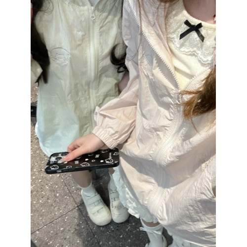 小喬醬原創春秋新款防水防風攤攤貓刺綉可愛夾克沖鋒衣外套登山服