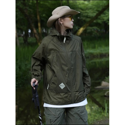 戶外休閒防曬服女防紫外線UPF50+輕薄透氣工裝連帽外套寬鬆男夏