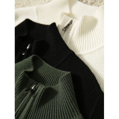 雙拉鍊繙領針織開衫衛衣女秋冬毛衣純色百搭長袖外套打底上衣寬鬆