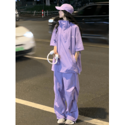 防紫外線輕薄透氣2024新款夏季防曬衣女運動套裝女寬鬆情侶三件套