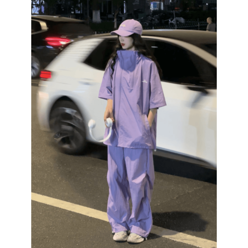 防紫外線輕薄透氣2024新款夏季防曬衣女運動套裝女寬鬆情侶三件套