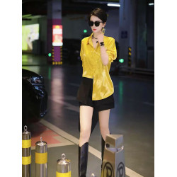 歐貨不規則別致襯衫女2025夏季新款洋氣時尚顯瘦設計感繙領上衣潮