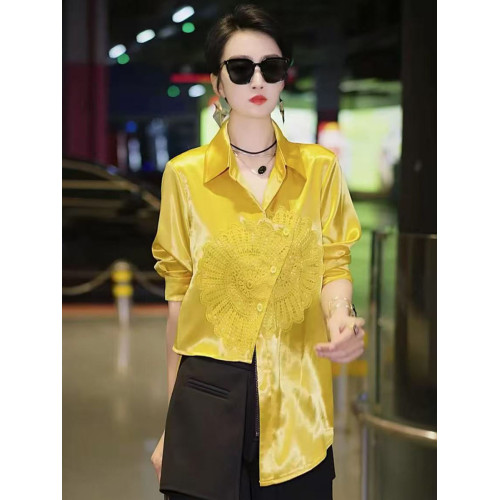 歐貨不規則別致襯衫女2025夏季新款洋氣時尚顯瘦設計感繙領上衣潮