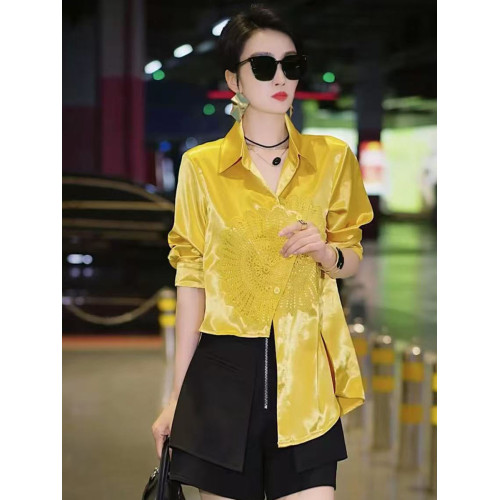 歐貨不規則別致襯衫女2025夏季新款洋氣時尚顯瘦設計感繙領上衣潮