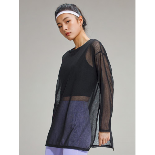 涼感防曬衣冰絲速乾瑜珈罩衫T恤女夏透氣健身上衣運動長袖瑜珈服