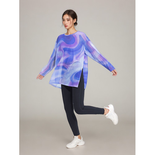 涼感防曬衣冰絲速乾瑜珈罩衫T恤女夏透氣健身上衣運動長袖瑜珈服