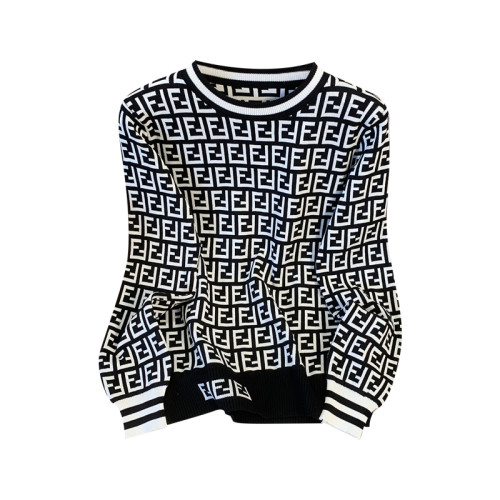 撿漏歐貨撞色提花長袖針織衫女生秋冬內搭圓領輕奢高級感打底毛衣