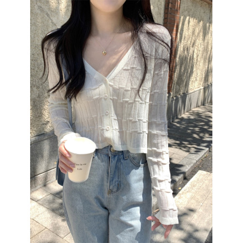 針織開衫女早秋季2025新款白色外套罩衫高級感小個子外搭短款上衣