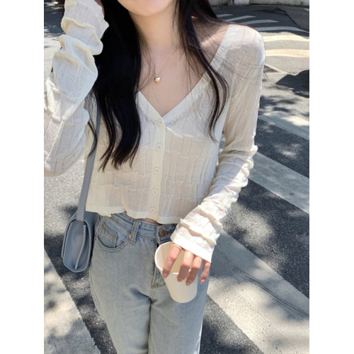 針織開衫女早秋季2025新款白色外套罩衫高級感小個子外搭短款上衣