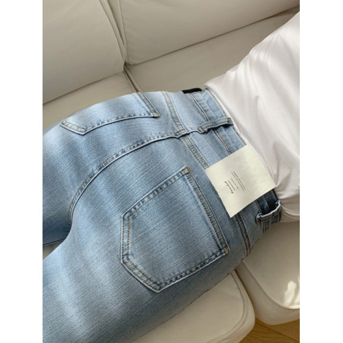 淺色小腳牛仔褲女秋季大碼彈力高腰顯瘦九分小個子修身緊身褲子潮