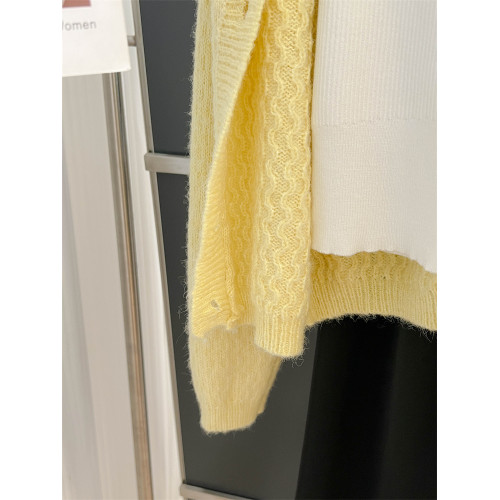 大牌春秋薄款黃色羊毛針織開衫浣熊絨軟糯慵懶風圓領毛衣外套