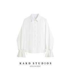 KAKD白襯衫女秋冬新款設計感小衆法式別致氣質打底小衫長袖女上衣