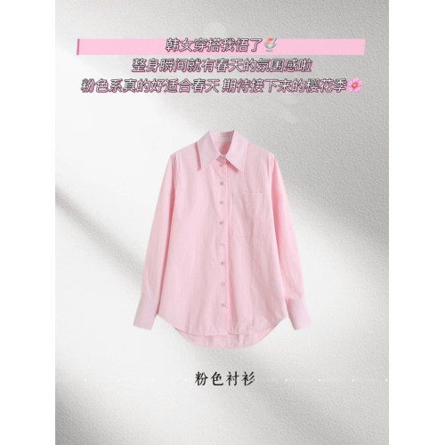 Ootd章若楠穿搭粉色襯衫2025春夏新款襯衣設計感小衆慵懶防曬外套
