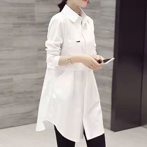 格子襯衫女設計感小衆高級感別致漂亮小衫中長款寬鬆春秋薄款上衣