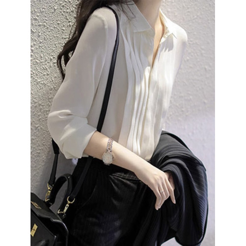 法式高級感白襯衫女春季新款氣質職業通勤面試設計感小衆長袖上衣