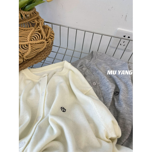 春季薄款黃色刺綉針織開衫外套軟糯圓領百搭顯瘦氣質羊絨長袖上衣