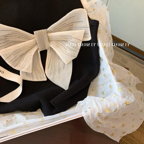 自畱款推薦~設計感蝴蝶結針織背心女夏季新款甜辣妹顯瘦上衣外穿