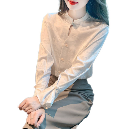 國風旗袍新中式上衣女裝春秋2025年新款時尚爆款歐貨雪紡襯衫襯衣