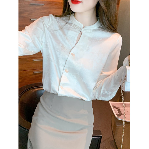 國風旗袍新中式上衣女裝春秋2025年新款時尚爆款歐貨雪紡襯衫襯衣