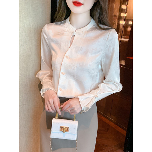 國風旗袍新中式上衣女裝春秋2025年新款時尚爆款歐貨雪紡襯衫襯衣