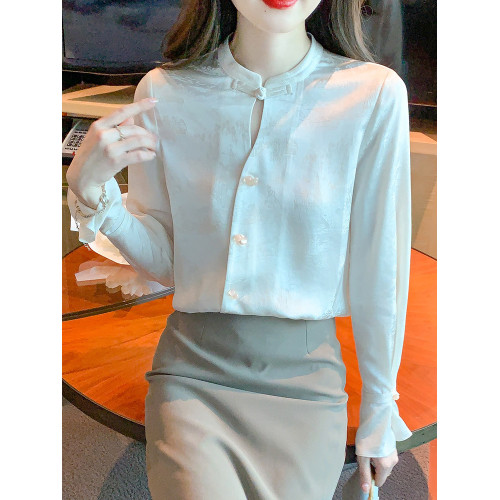 國風旗袍新中式上衣女裝春秋2025年新款時尚爆款歐貨雪紡襯衫襯衣