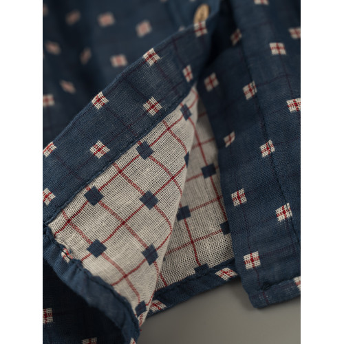 2023秋季新款韓版寬鬆休閒百搭文藝格紋雙層棉紗長袖襯衫女上衣潮