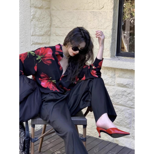 設計感小衆長袖襯衫女裝春夏潮流復古國風襯衣超好看氣質上衣襯衣