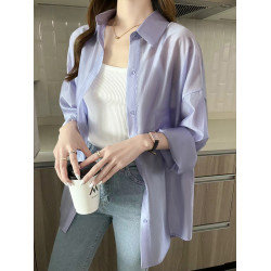 天絲防曬衣女2025新款夏季防曬衫襯衣寬鬆開衫透氣防曬服襯衫上衣