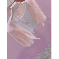 甜美減齡蕾絲花邊連帽防曬襯衫女夏季輕薄透氣慵懶風洋氣減齡上衣