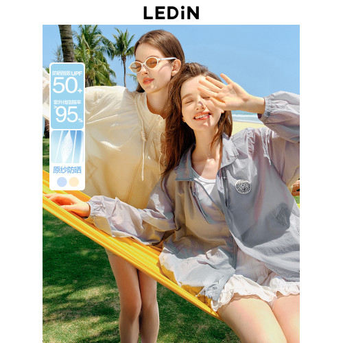 樂町元氣多巴胺輕薄防紫外線外套2024夏季新款抽繩設計原紗防曬衣