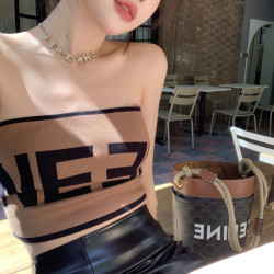 字母針織抹胸女打底內搭裹胸背心2024夏季新款辣妹設計感外穿上衣