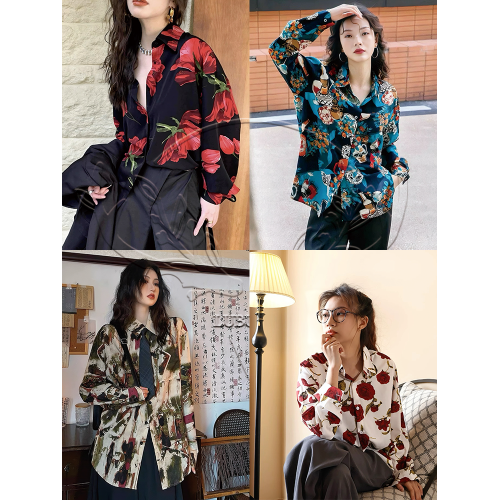 鹿不作2025新款港風短袖花襯衫女oversize泰式度假風滿印碎花襯衣