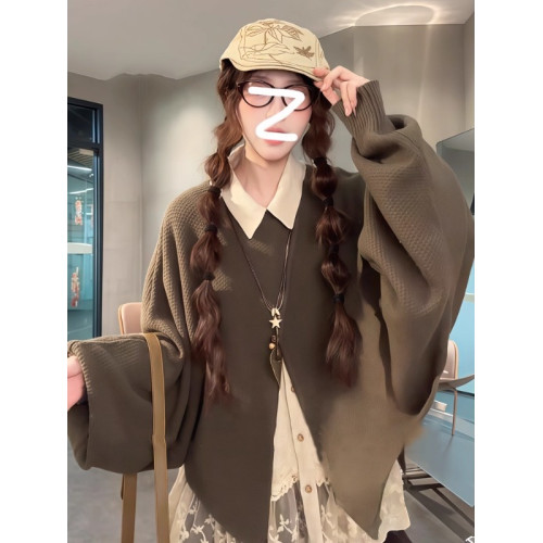 秋季長袖寬鬆顯瘦氣質內搭上衣大碼胖MM溫柔風蕾絲拼接繙領襯衫潮