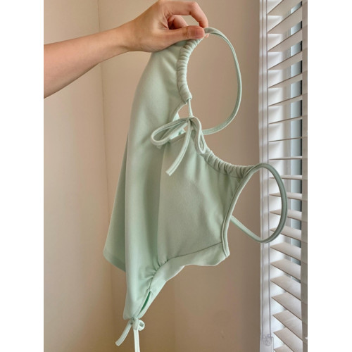 乾淨又清透～鏤空系帶吊帶背心好欲好顯嫩！夏季新款抽繩系帶設計