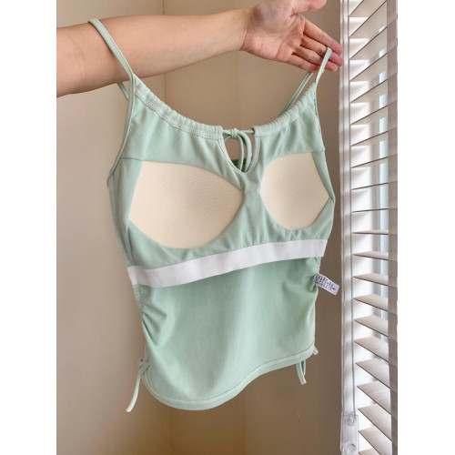 乾淨又清透～鏤空系帶吊帶背心好欲好顯嫩！夏季新款抽繩系帶設計