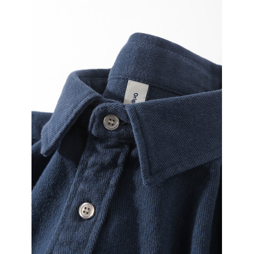 日系復古藏青色！重磅純棉設計感美式刺綉長袖襯衫女簡約休閒上衣