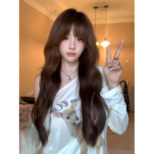 法式氣質白色可愛小鹿字母斜肩長袖防曬衣罩衫女夏季松弛感上衣潮