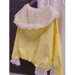 2025年早秋新款氣質減齡百搭休閒蕾絲連帽外套防曬短款夾克上衣女