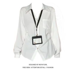 大碼胖MM復古高智風白色長袖繙領襯衫女早秋季百搭收腰設計感上衣