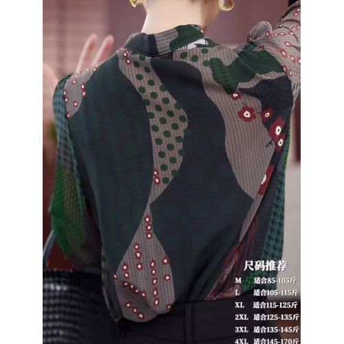 2025春季新款氣質V領飄帶撞色上衣氣質百搭寬鬆中年女裝套頭襯衣