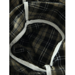 秋新款甜美森女蕾絲花邊立領斜紋磨毛棉格子襯衫寬鬆大碼百搭上衣