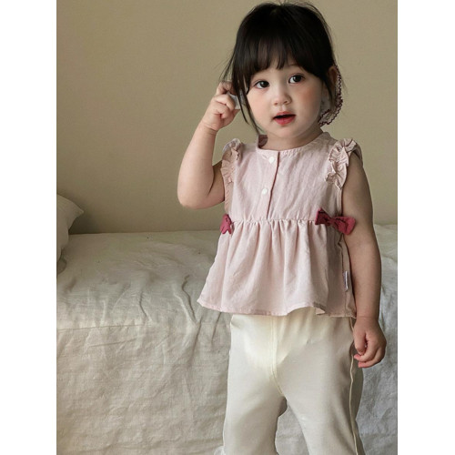 新款寶寶上衣無袖薄款2025夏季嬰幼兒洋氣襯衫女童公主娃娃衫 a類