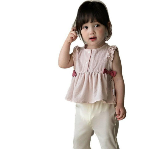 新款寶寶上衣無袖薄款2025夏季嬰幼兒洋氣襯衫女童公主娃娃衫 a類