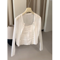 韓系單排釦圓領薄款防曬開衫女士2025年夏季簡約氣質百搭長袖外套