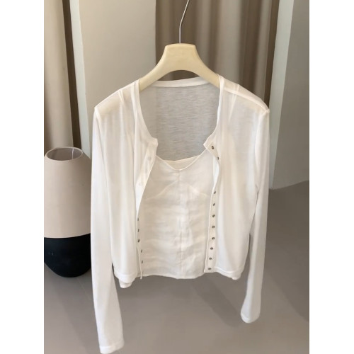 韓系單排釦圓領薄款防曬開衫女士2025年夏季簡約氣質百搭長袖外套