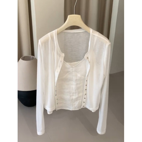 韓系單排釦圓領薄款防曬開衫女士2025年夏季簡約氣質百搭長袖外套