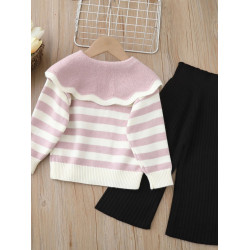 女.童針織衛衣套裝2025春秋新款兒1童百搭秋裝女寶寶韓版兩件套潮