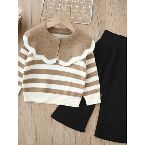 女.童針織衛衣套裝2025春秋新款兒1童百搭秋裝女寶寶韓版兩件套潮